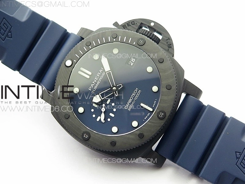 PAM1232 Carbotech 44mm VSF Best Edition Blue Dial Blue Markers on Blue Rubber Strap P.9010 Clone